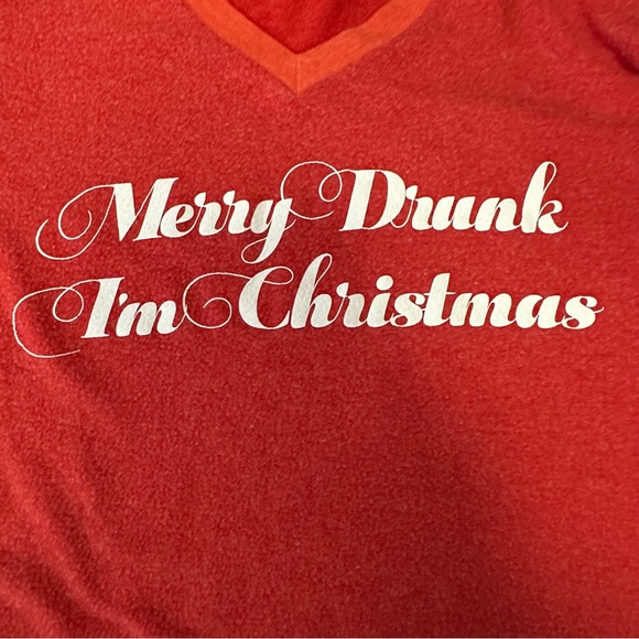 Wildfox Red V-Neck Pullover “Merry Drunk I’m Christmas” Sweatshirt Size S - Picture 7 of 10
